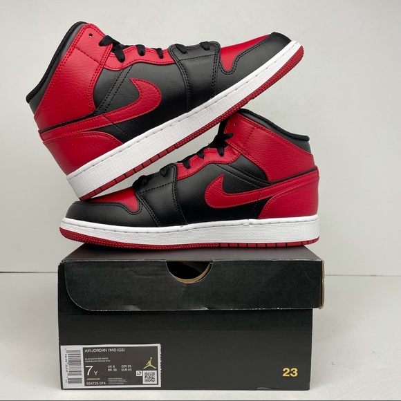 Nike Air Jordan 1 Retro Mid GS “Banned/Bred” NEW - Picture 3 of 4